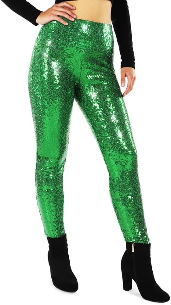 Tipsy Elves Shiny Sequin Leggings for Women for Holiday Outfits and Beyond | Amazon (US)
