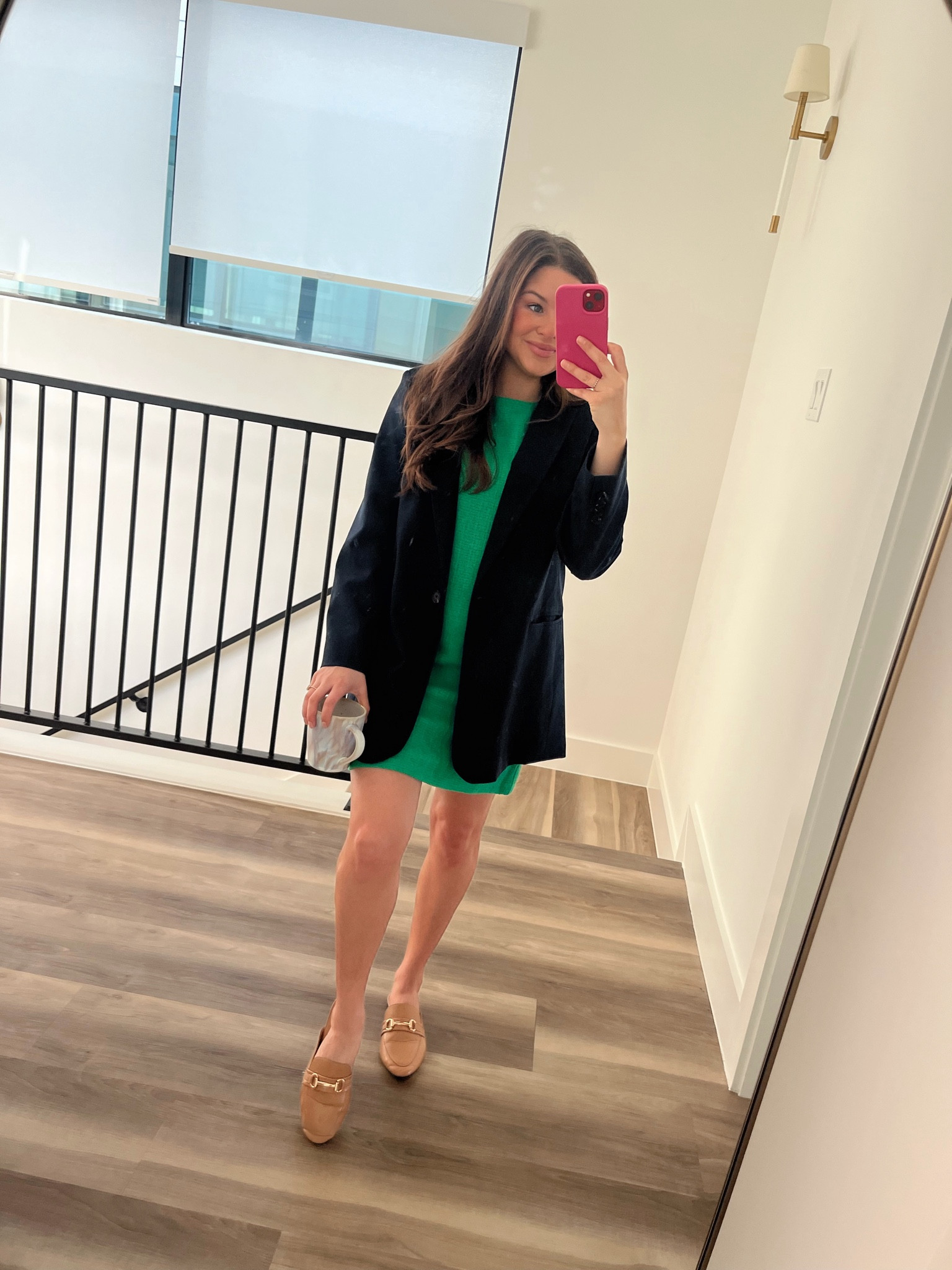 Business attire, business casual attire, navy blazer, Amazon blazer, Kelly green dress, office dress, corporate dress, textured knit dress 

#LTKWorkwear