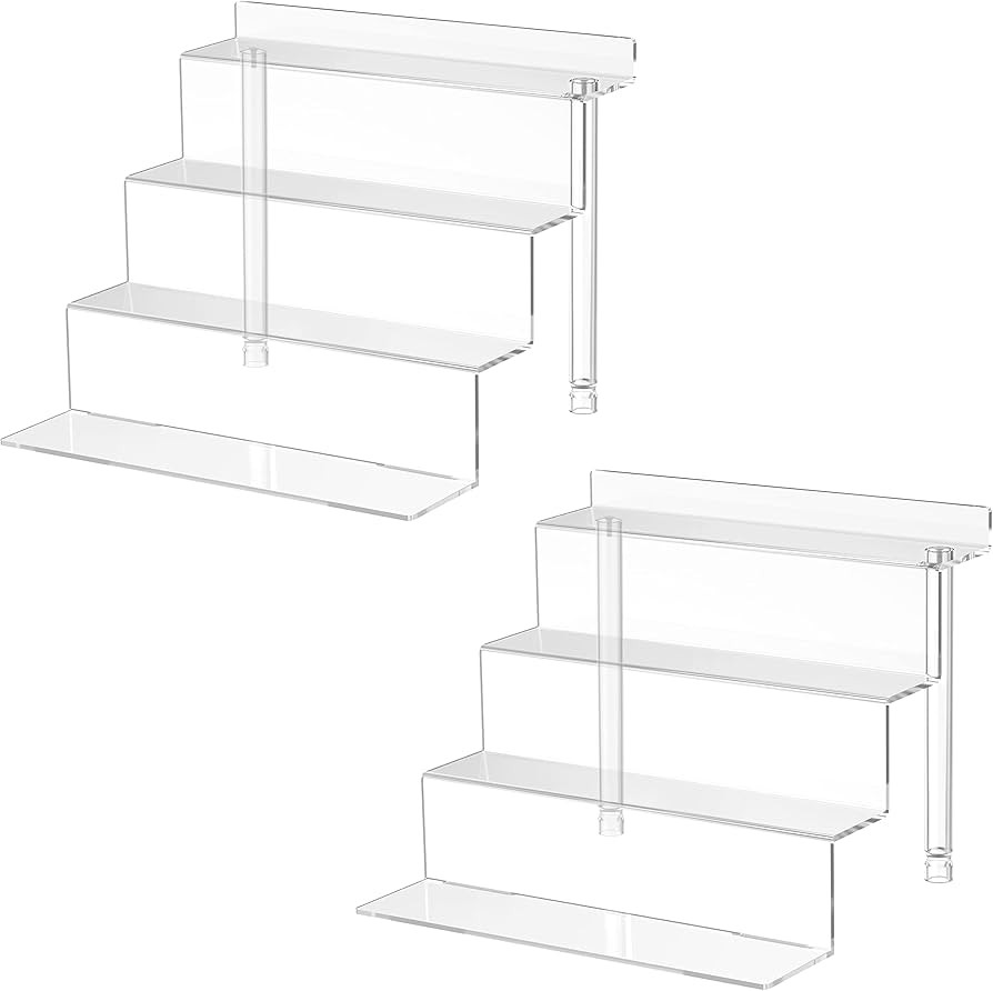 WINKINE Acrylic Display Shelf, 2 Pack Acrylic Display Makeup Stands 4 Tier Acrylic Riser Displays... | Amazon (CA)