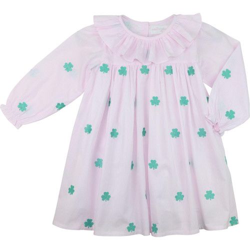 Pink Stripe Embroidered Shamrock Dress | Cecil and Lou