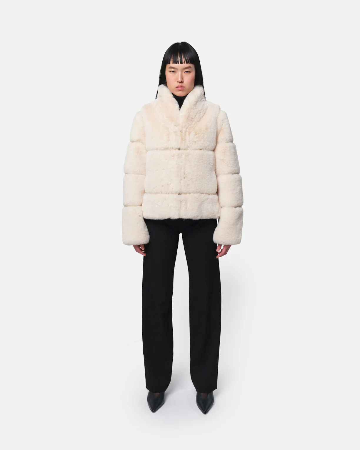 Sai Faux Fur Coat in Cream | Apparis