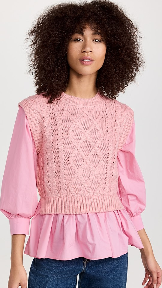 English Factory Mixed Media Cable Detail Sweater | SHOPBOP | Shopbop