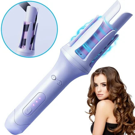 Automatic Curling Irons Auto Hair Curler Wand with 3 Temp Up to 430?& Timer 1 Larger Rotating Barrel Curling Iron 30S Fast Heating Anti-Scald Salon Curl Hair for Lasting Styling Blue | Walmart (US)