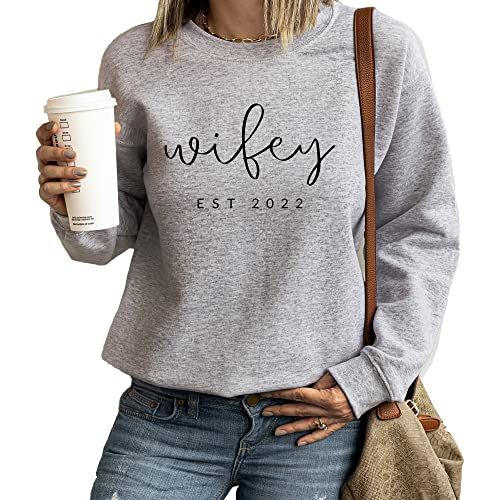 Amazon.com: Wifey Sweatshirt with Est year - Future Mrs Sweatshirt - New Bride - Honeymoon Pajama... | Amazon (US)