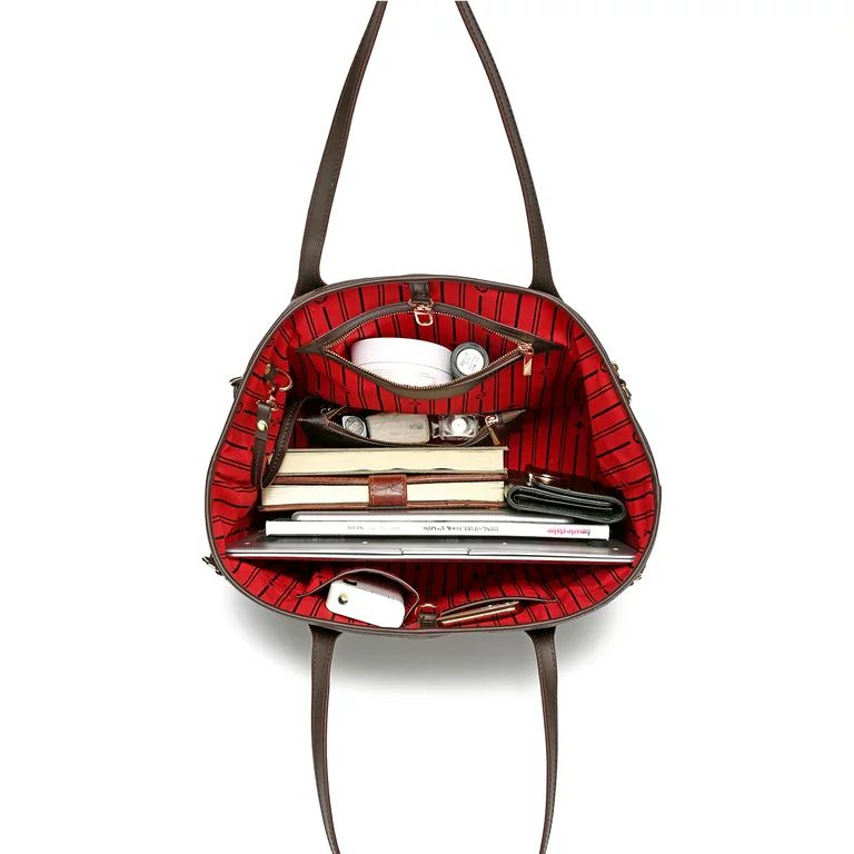 Twenty Four Women's Handbag Checkered Shoulder Bag Tote Fashion Casual Bag -Leather (Checkered Br... | Walmart (US)