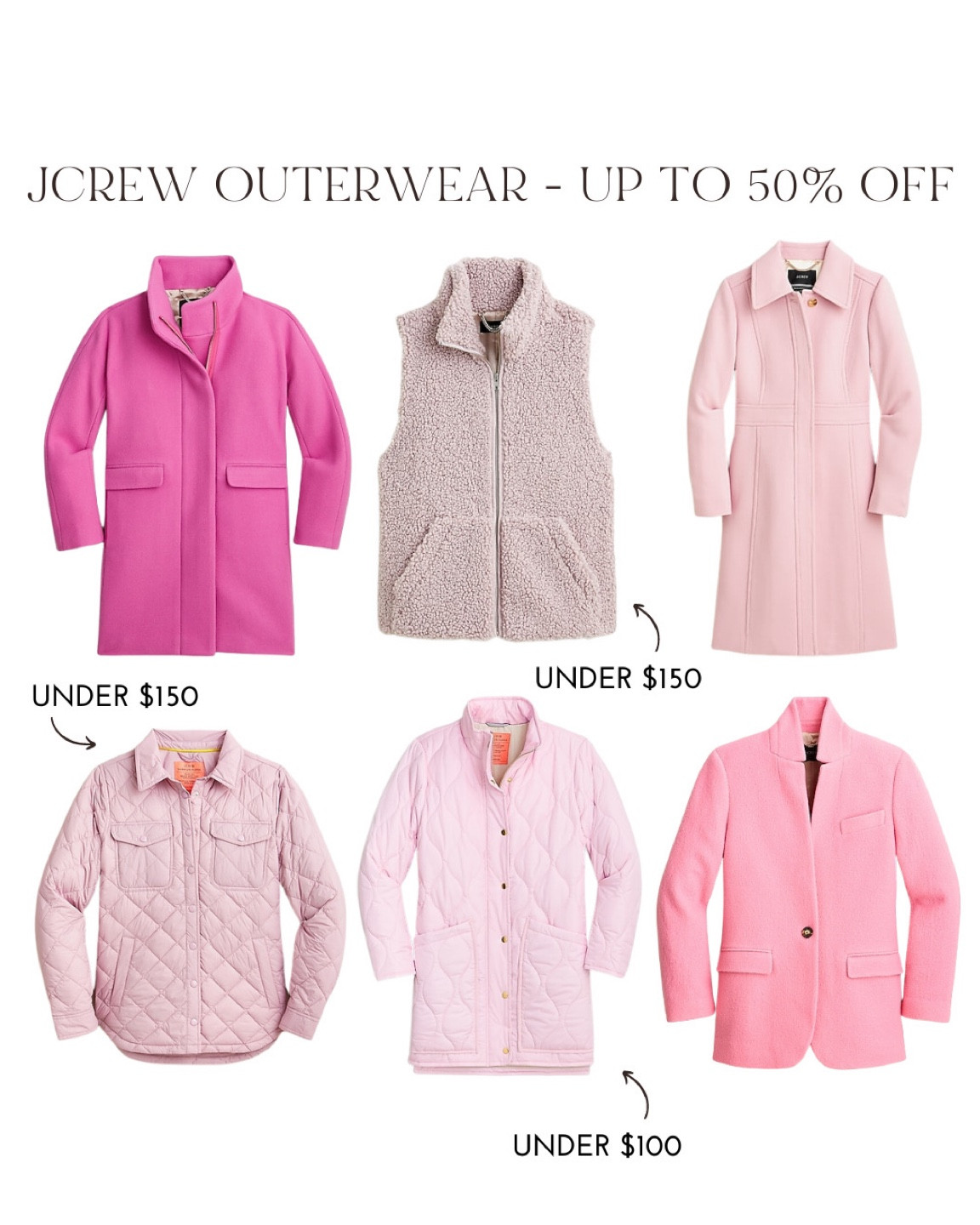 Pink outerwear up to 50% off. JCrew sale  

#LTKsalealert #LTKSeasonal