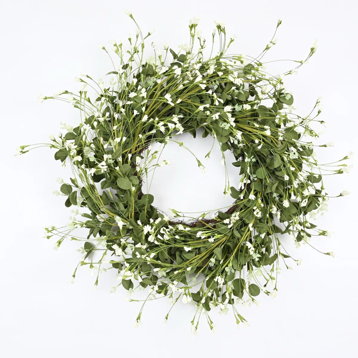 Primrue 26" Artificial Farmhouse Greenery Eucalyptus Spring Summer Wildflower Floral Wreath For F... | Wayfair North America