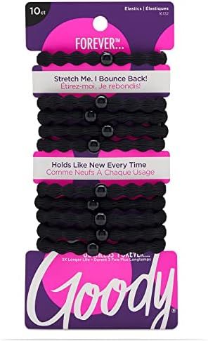 Goody Forever Ouchless Elastic Hair Tie - 10 Count, Black - Medium Hair to Thick Hair - Hair Acce... | Amazon (US)
