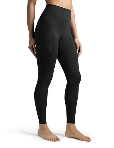 Colorfulkoala Dreamlux No Front Seam 7/8 Leggings with Pockets for Women 25" Inseam, High Waisted Buttery Soft Yoga Pants (S, Black) | Amazon (US)