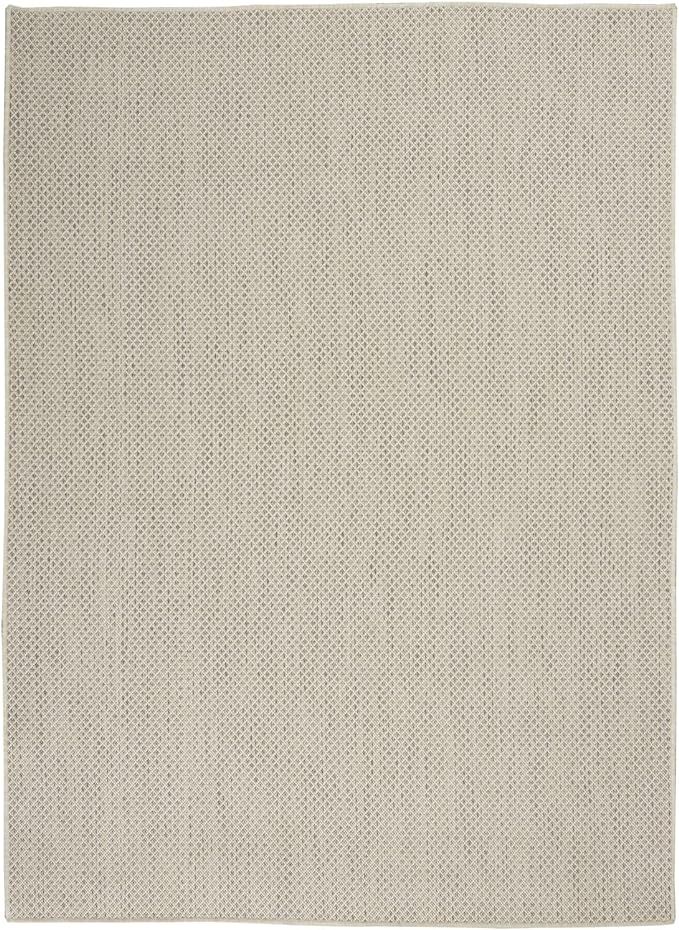 Nourison Courtyard Indoor/Outdoor Ivory Silver 5' x 7' Area Rug, Geometric, Easy Cleaning, Non Sh... | Amazon (US)