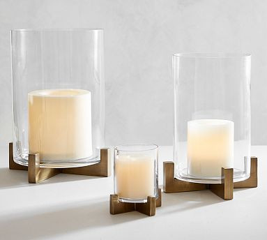 Brooks Cross Bar Hurricane Candle Holder | Pottery Barn (US)