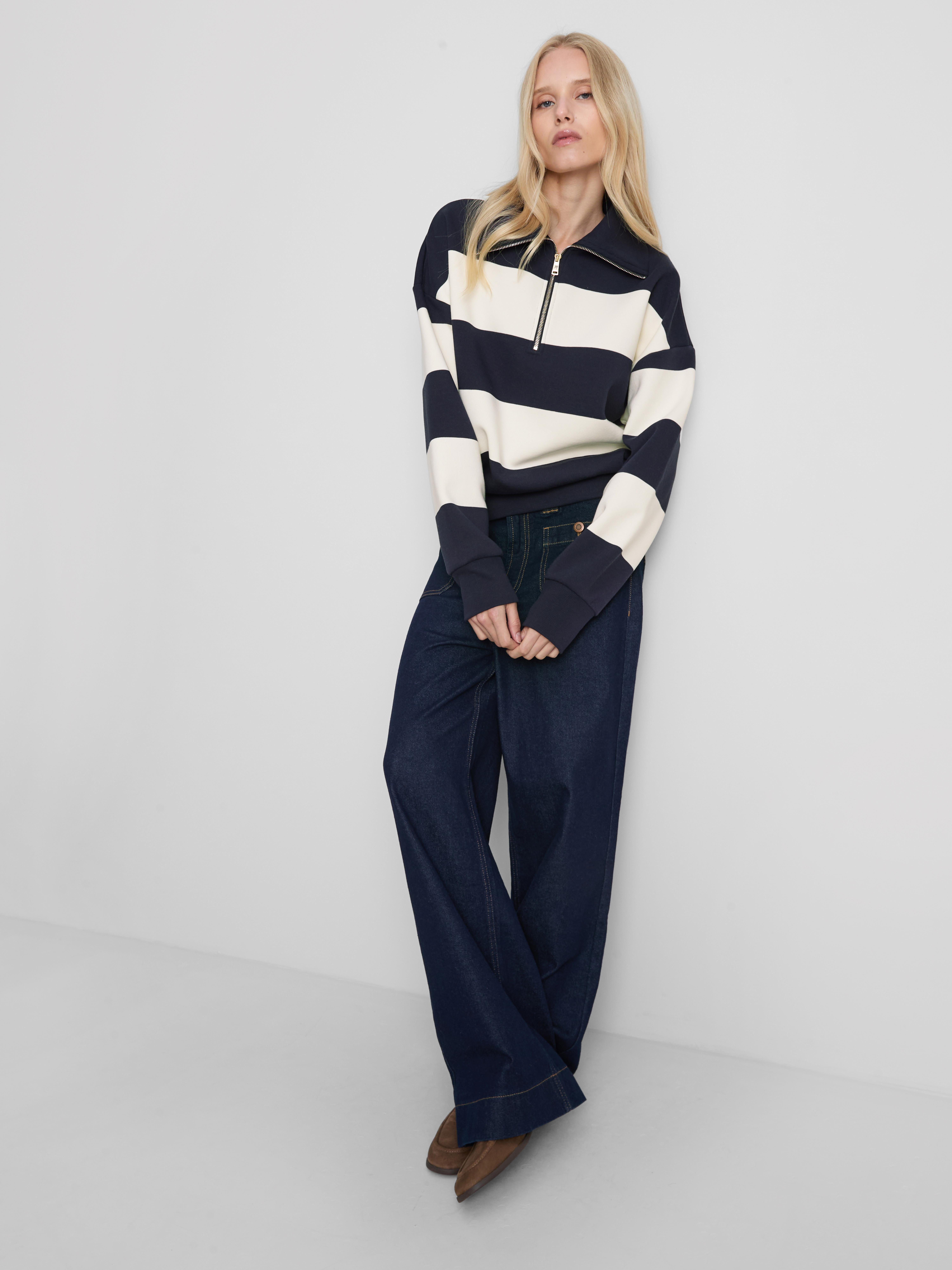 By Coleen Cotton Rich Striped Half Zip Sweatshirt | Primark UK