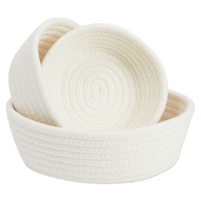 Juvale 3-Pack Small Round Cotton Rope Woven Storage Baskets - Nesting Bins for Organizing Home an... | Target