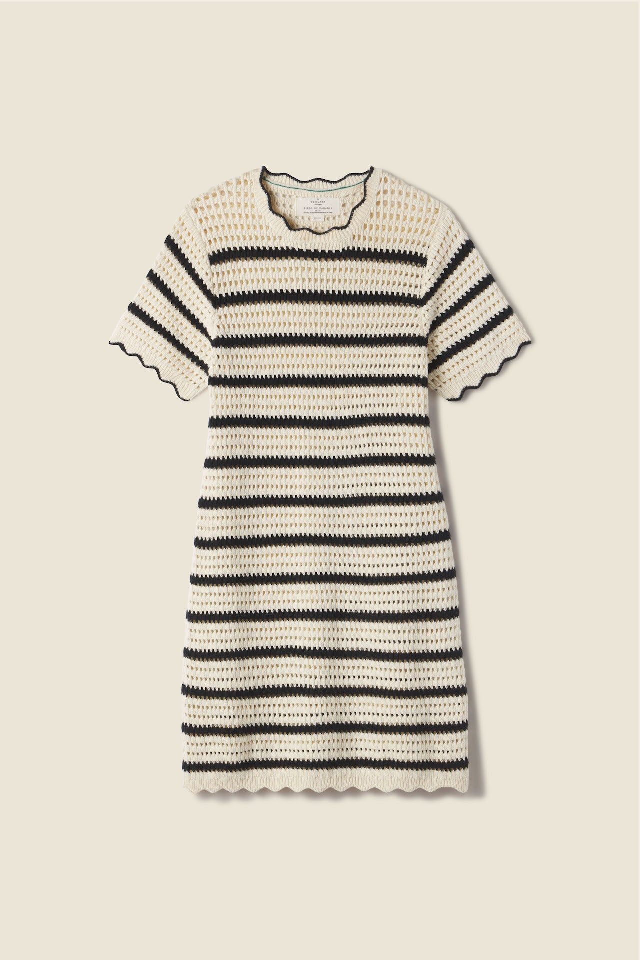Mer Knit Dress Antique White/Black Stripe | TROVATA