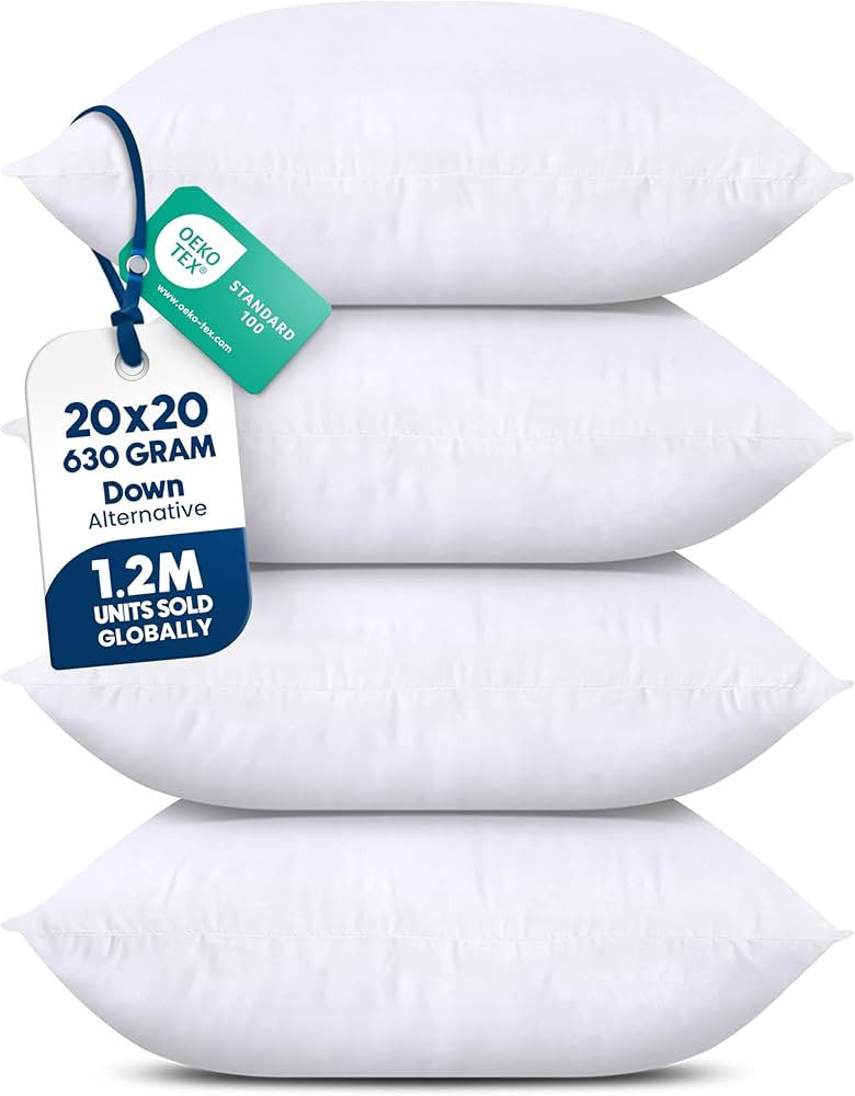 Utopia Bedding Throw Pillows (Set of 4, White), 20 x 20 Inches Pillows for Sofa, Bed and Couch De... | Amazon (CA)
