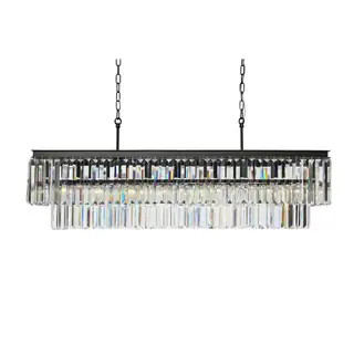 D'Angelo 40-inch Wrought Iron Rectangular Fringe Crystal Chandelier | Bed Bath & Beyond