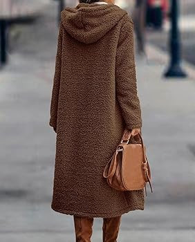 VECVOC Womens Teddy Sherpa Long Hooded Coat Jacket Oversized Warm Button Fuzzy Fleece Winter Card... | Amazon (CA)