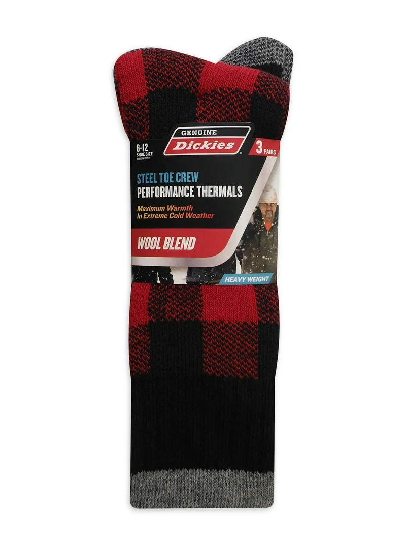 Genuine Dickies Wool Buffalo Plaid Thermal Crew, 3 Pack, Shoe Size 6-12 - Walmart.com | Walmart (US)