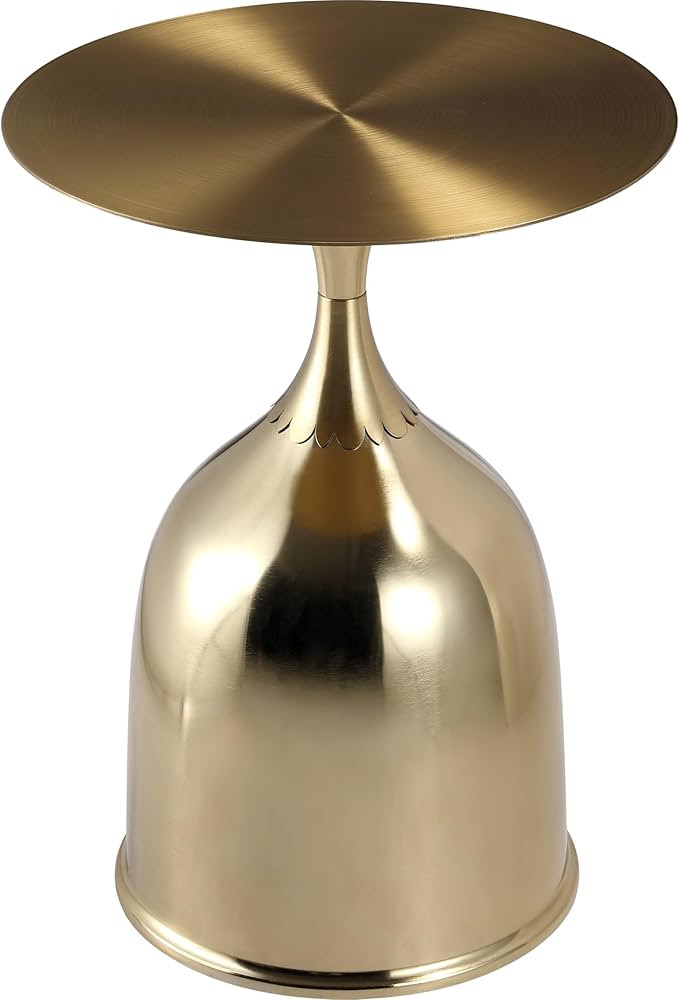 LeisureMod Oslo Series Modern Round Side Table with Gold Stainless Steel Top and Sleek Pedestal B... | Amazon (US)