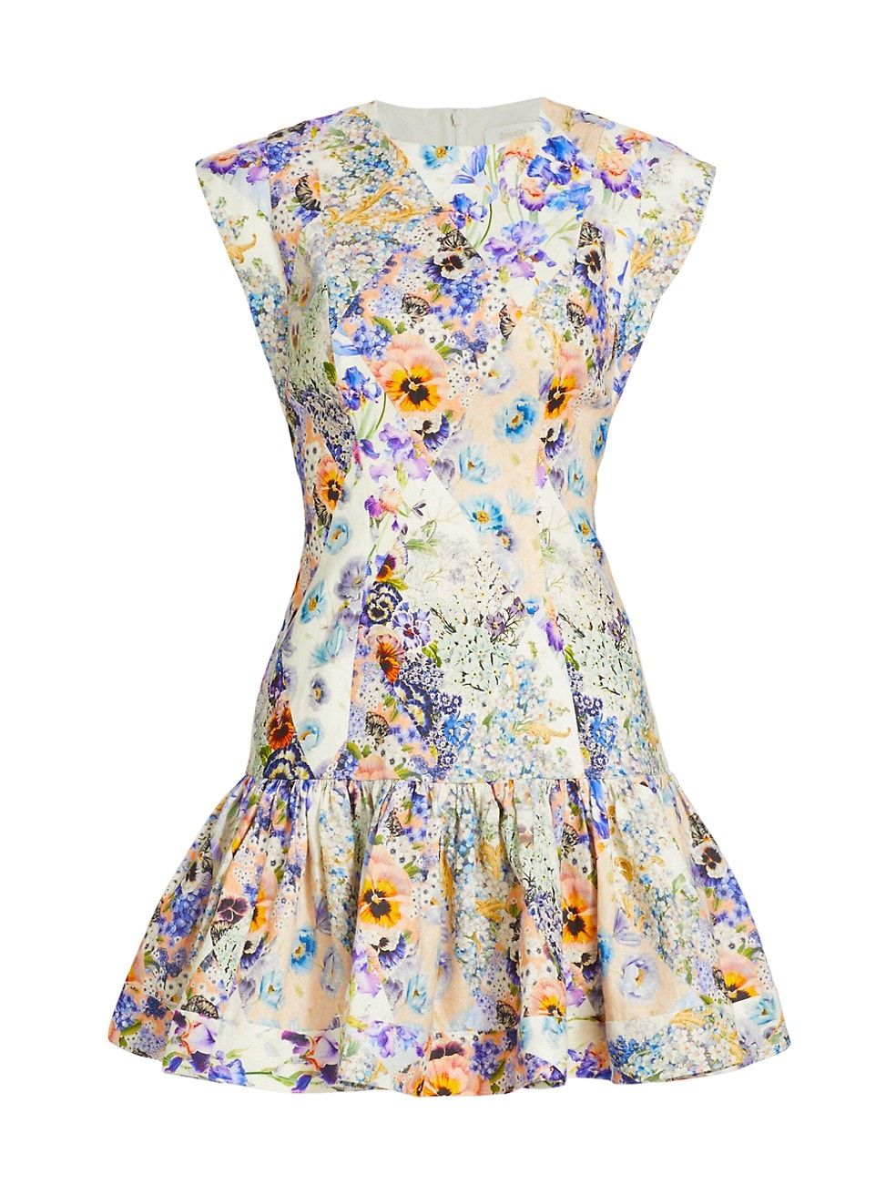 Zimmermann Tama Floral-Printed Flounce Minidress | Saks Fifth Avenue