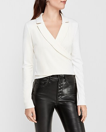 Notch Lapel Wrap Front Shirt Jacket | Express
