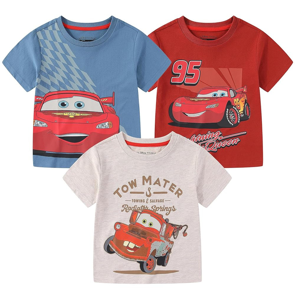 Disney Cars Boys 3 Pack Short Sleeve T-Shirt for Toddler and Big Kids | Amazon (US)