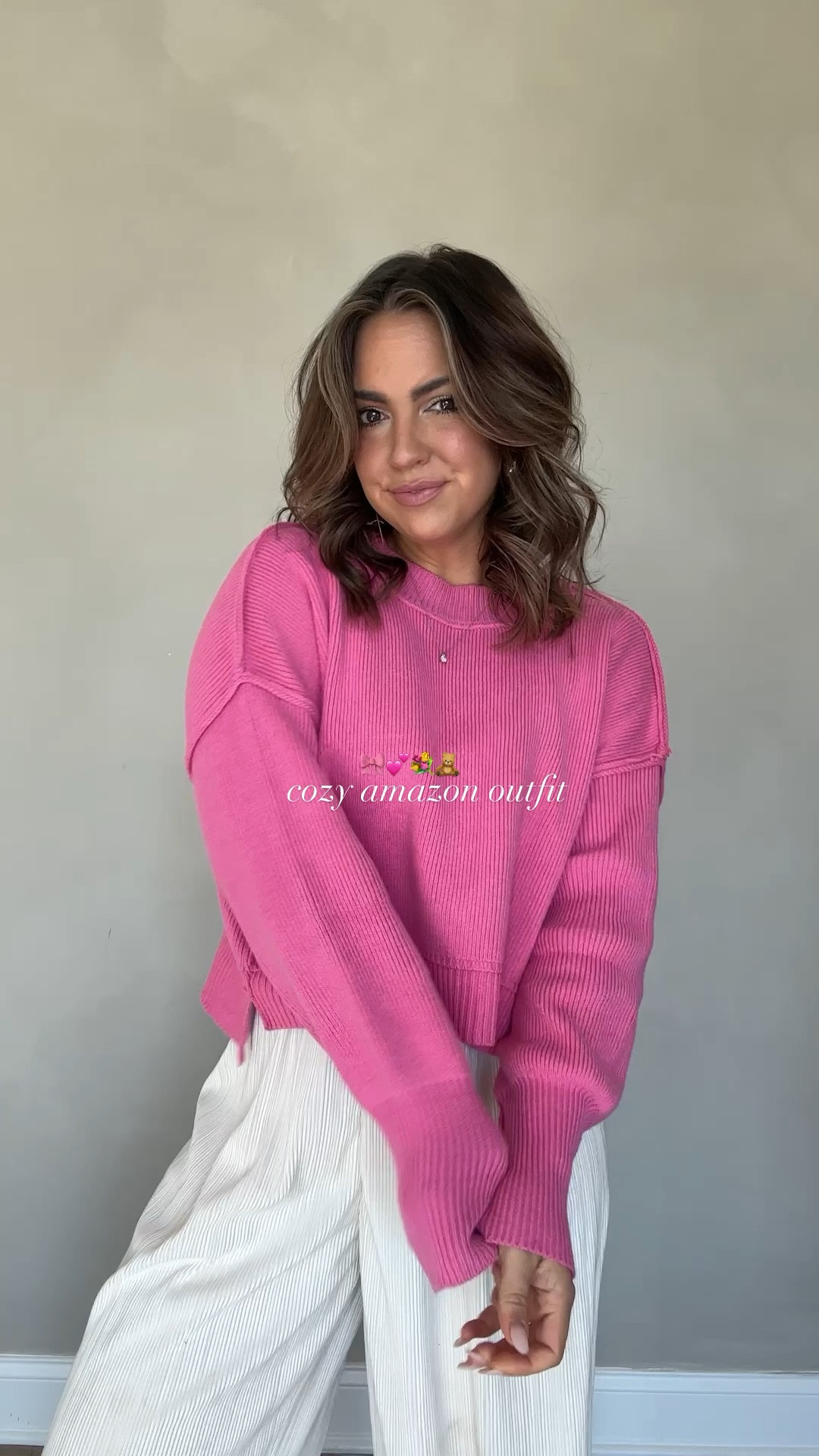 Cozy Amazon outfit! Pink sweater in size small and cream pants in small as well and comes in a set!

#LTKfindsunder50