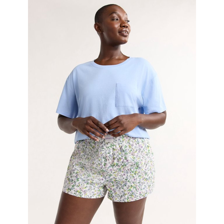 Joyspun Women's and Women’s Plus Woven Pajama Boxer Shorts, Sizes XS to 3X - Walmart.com | Walmart (US)