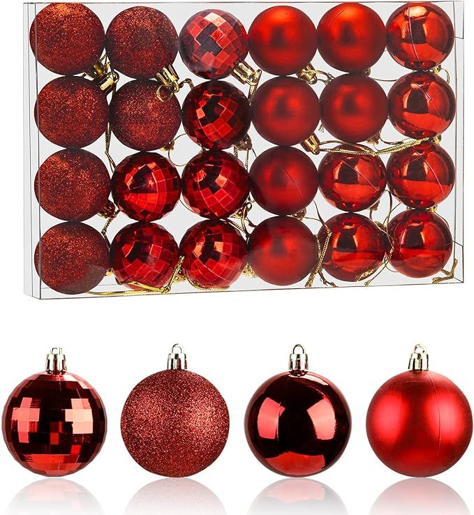 Aitsite 24ct Christmas Tree Ornaments Set 1.57 inches Mini Shatterproof Holiday Ornaments Balls f... | Amazon (US)