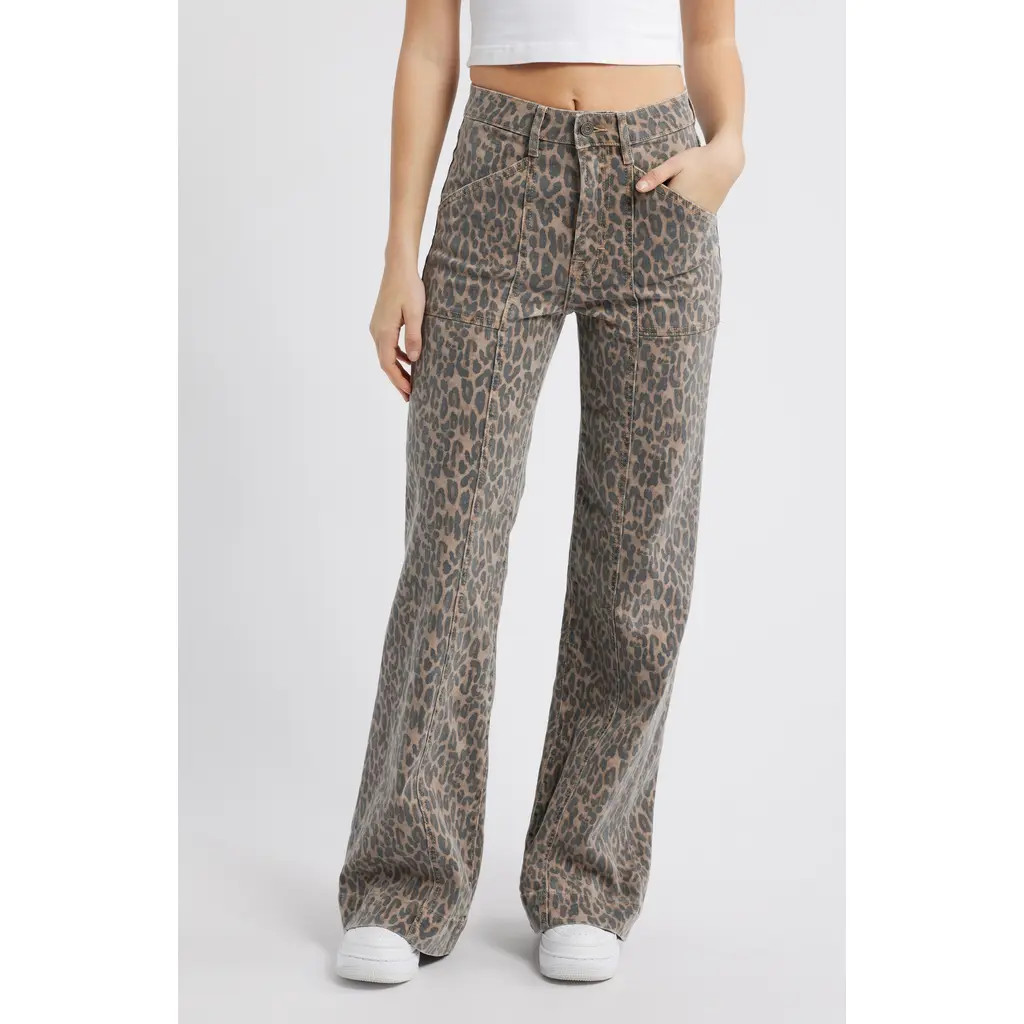 HIDDEN JEANS High Waist Flare Leg Jeans in Khaki at Nordstrom, Size 27 | Nordstrom