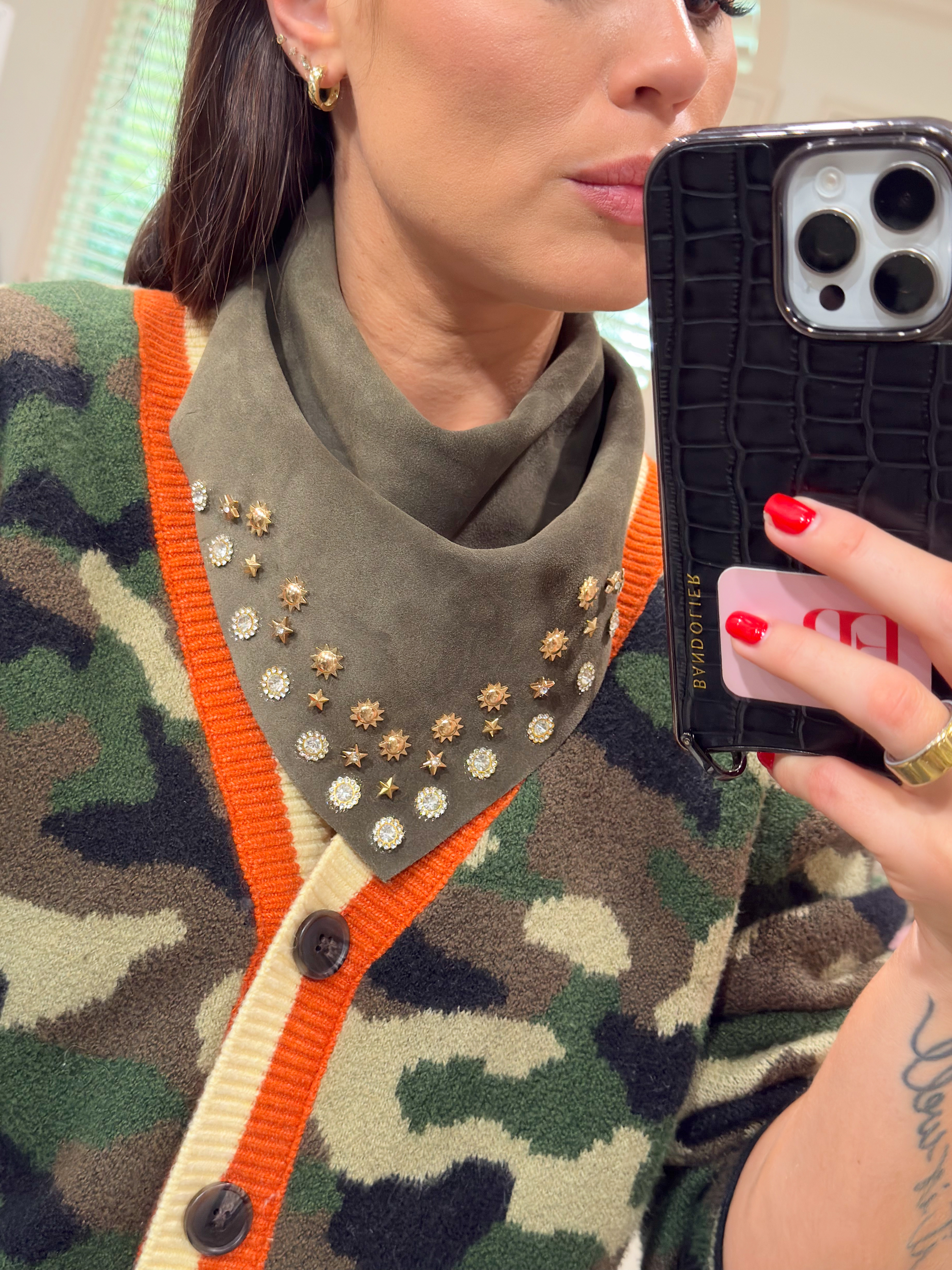 Suede bandana for western-inspired outfits that add an effortless cowgirl edge. #western #ootd #rodeo #cowgirl #bandana #suede 

 #LTKgrwm #LTKootd #LTKSeasonal