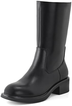 Shoe’N Tale Mid Calf Boots for Women Riding Boots Fit Chunky Block Heel design Fashion Round To... | Amazon (US)