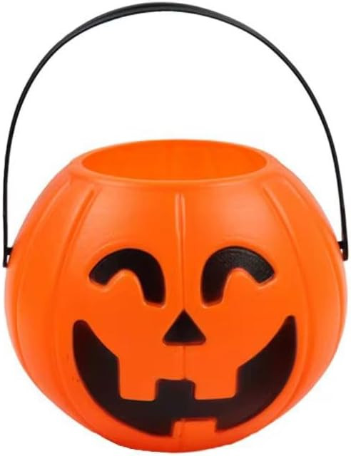 Large Plastic Pumpkin Bucket - Halloween Pumpkin Trick or Treat Buckets for Kids, 7 inches Large ... | Amazon (US)