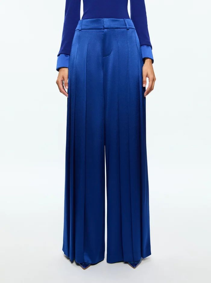 SIMON HIGH RISE WIDE LEG PLEATED TROUSER | Alice + Olivia