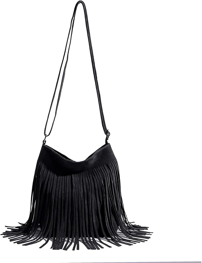 Western Fringe Crossbody Bag for Women Boho Adjustable Shoulder Purse, Vintage Suede Small Handba... | Amazon (US)