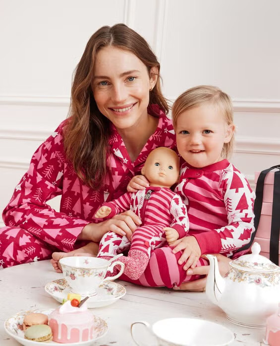 Baby American ® Holiday HannaJams™ Sleeper Pajamas in American Pink Trees & Stripes - - Girls' Size 0-3 mos by Hanna Andersson | Hanna Andersson