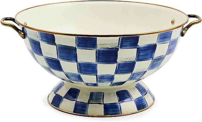 MACKENZIE-CHILDS Enamel Bowl, Serving Bowl for Entertaining, Everything Bowl, Blue-and-White Roya... | Amazon (US)