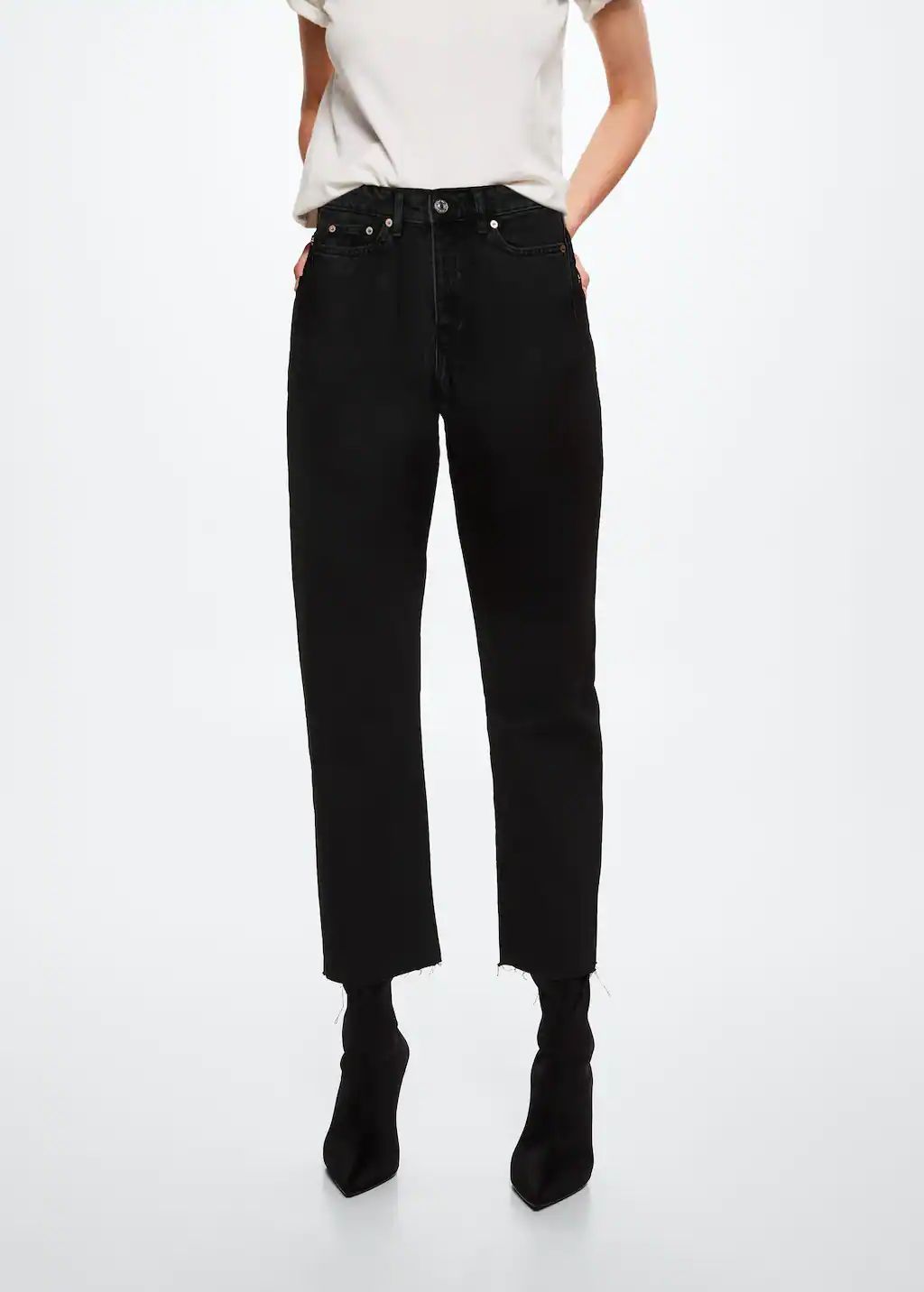 High-waist cropped straight jeans -  Women | Mango USA | MANGO (US)