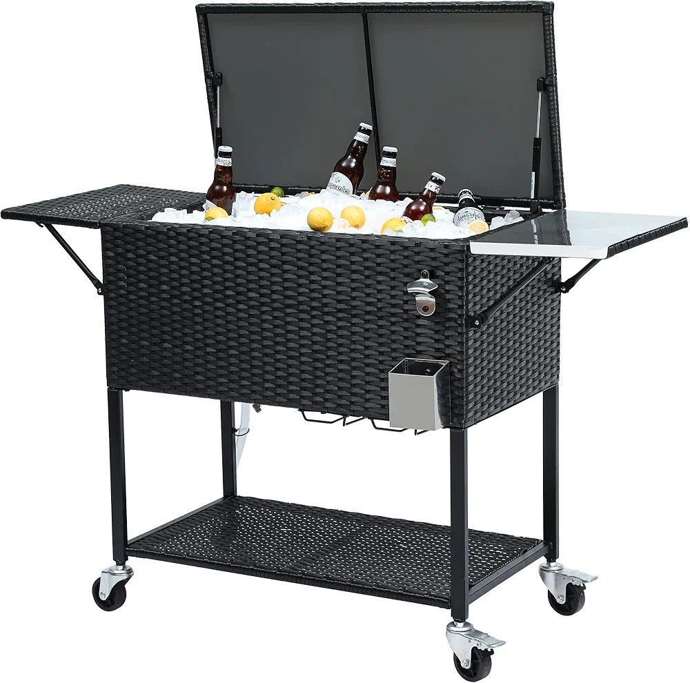 YITAHOME Cooler Cart with Bottle Opener Drainage, Portable Patio Cooler on Wheels, Outdoor Bevera... | Amazon (US)