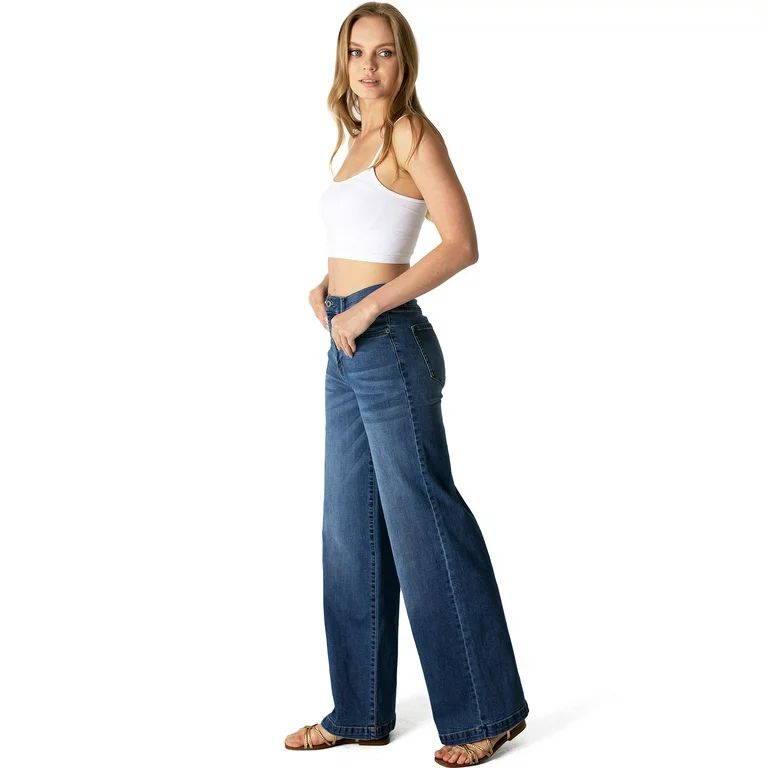 Celebrity Pink Women's Juniors High Rise Super Wide-Leg Jeans (Dark Denim, 3) | Walmart (US)