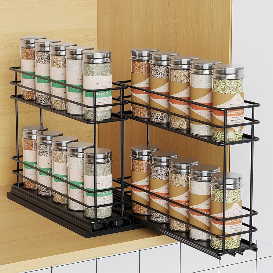 Pull Out Spice Rack Organizer for Cabinet, Slide Out Spice Racks, Easy to Install Spice Cabinet O... | Amazon (US)