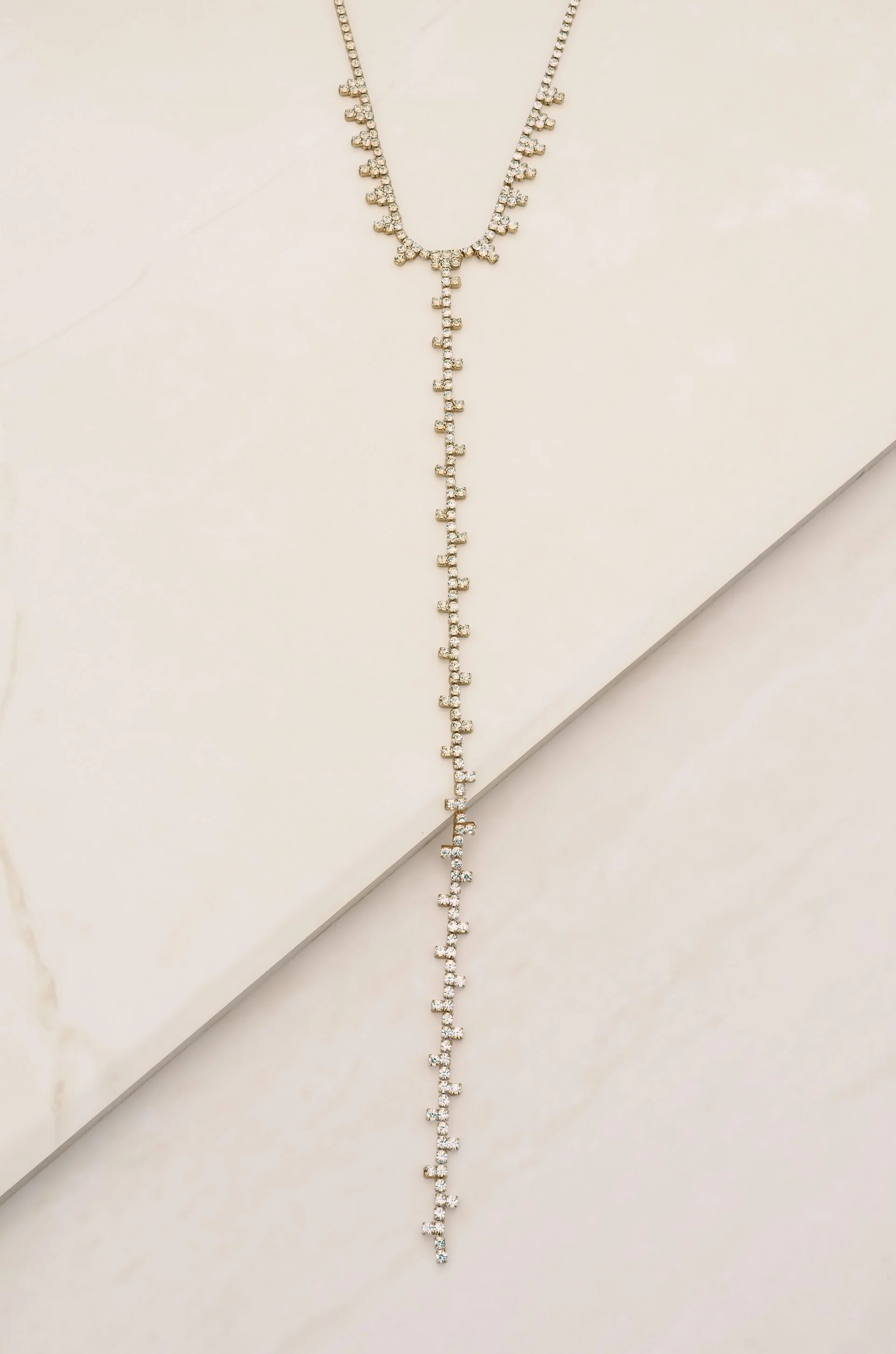 Deep Drop Crystal 18k Gold Plated Lariat Necklace | Ettika