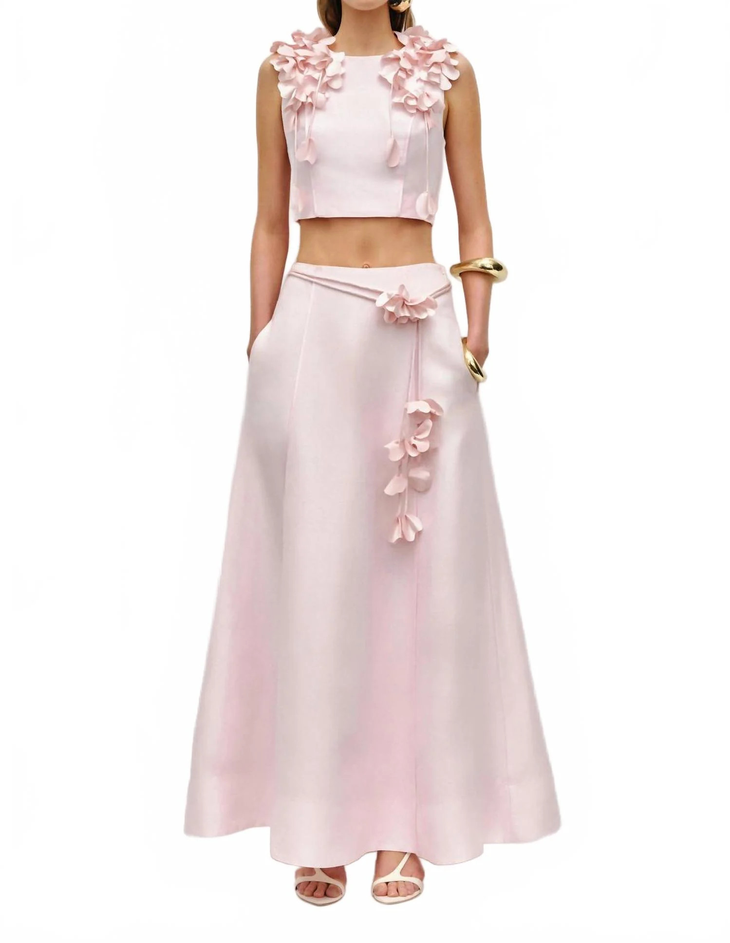 Camille Midi Skirt In Pastel Pink | Shop Simon