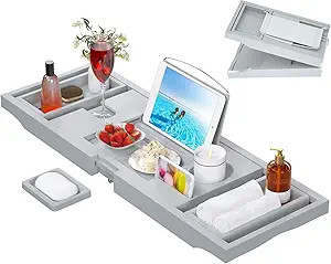 Artmalle Bathtub Tray Bath Caddy for Tub - Bamboo Adjustale Organizer Tray Bath Table for Bathroo... | Amazon (US)