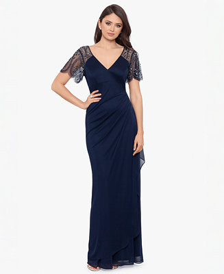 XSCAPE Petite Embellished Chiffon Gown - Macy's | Macy's