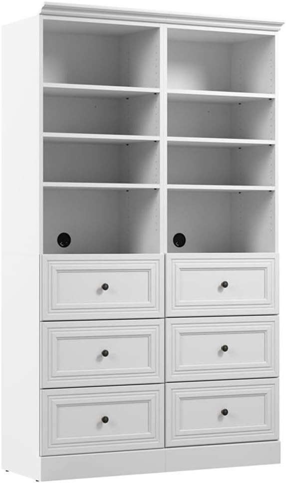 Bestar Versatile Closet Organizer System, 50-inch White Wardrobe for Home Storage, Bedroom, Laund... | Amazon (US)