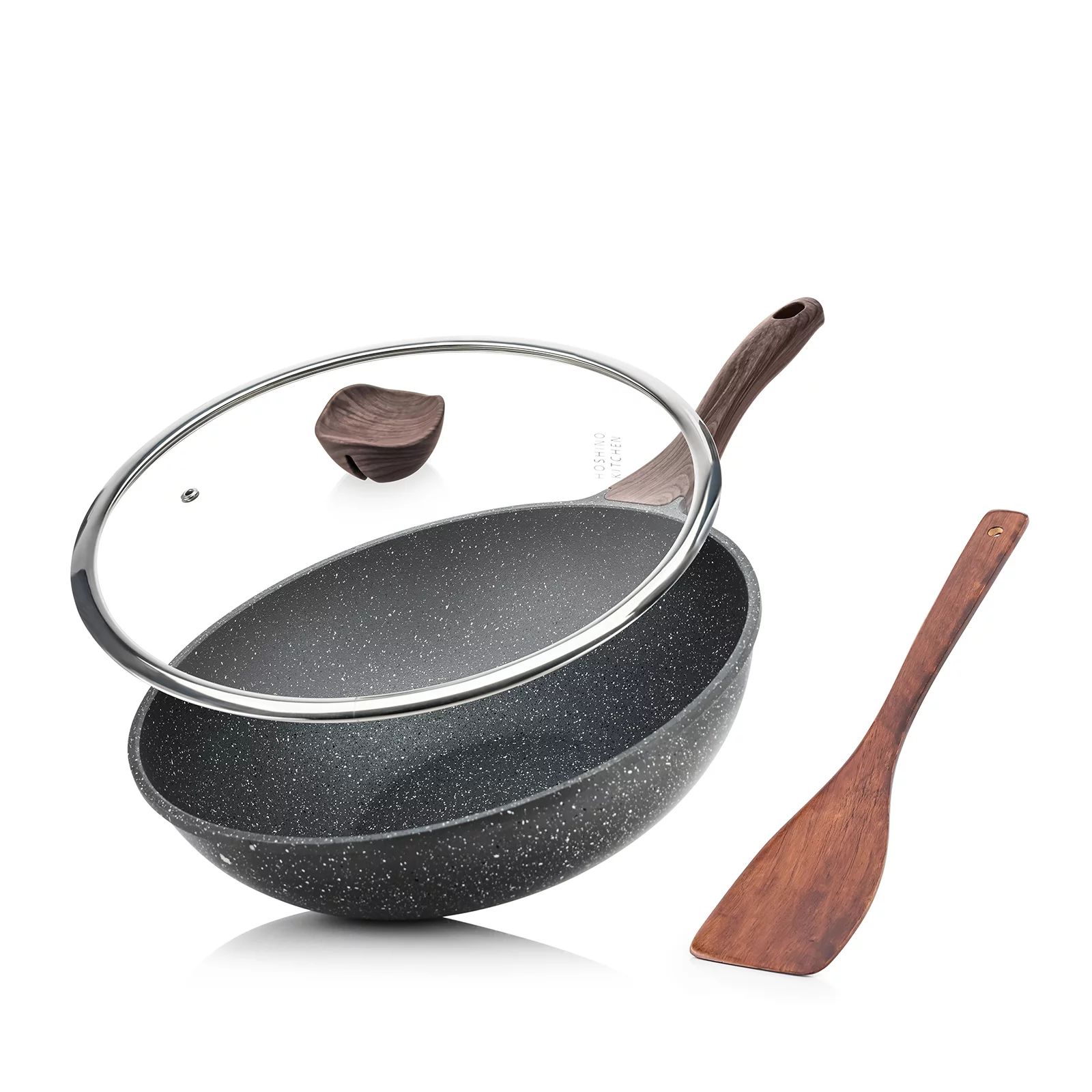 Hoshino Kitchen Nonstick Wok with Lid, 12.5 Inch Aluminum Woks & Stir-Fry Pans | Walmart (US)