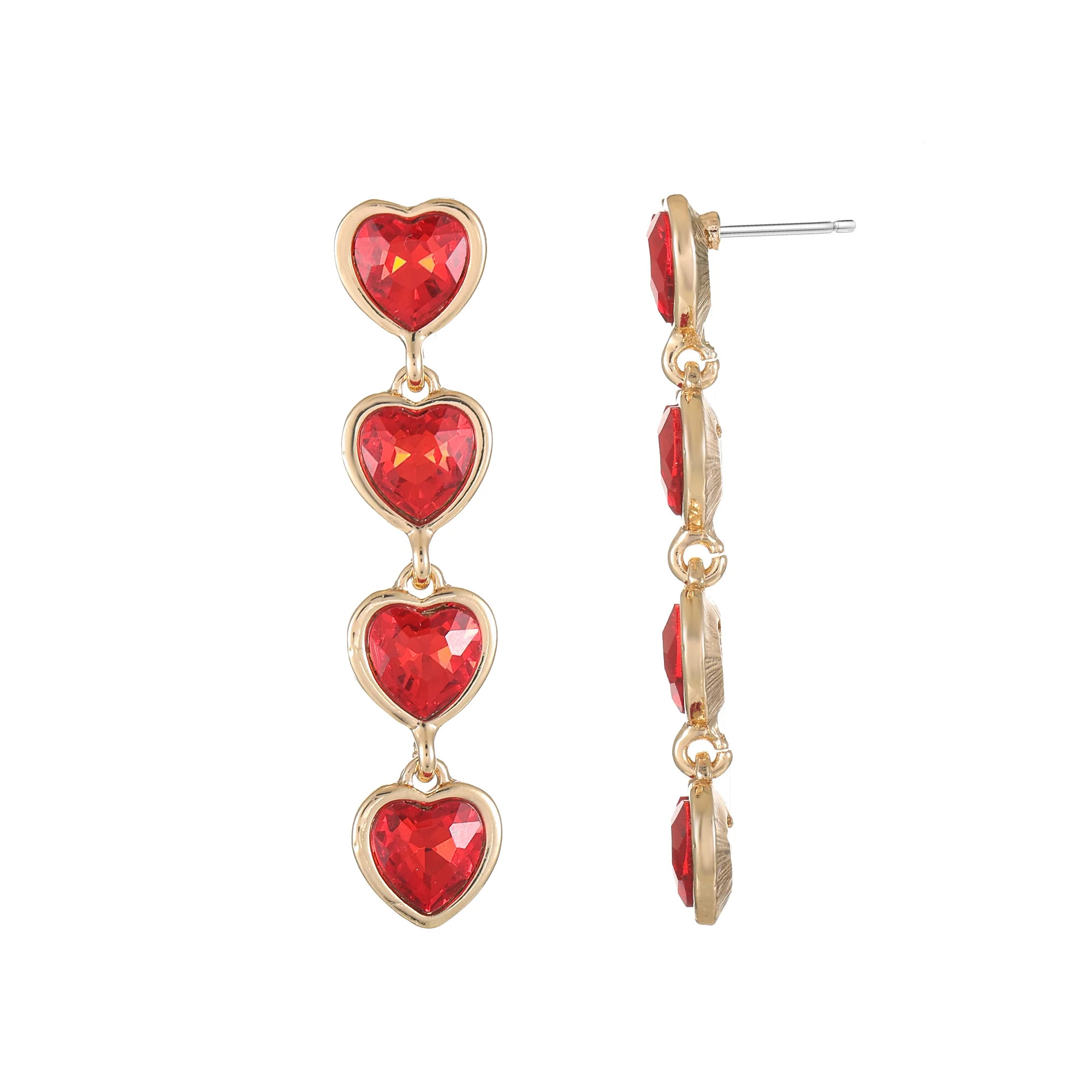 Way to Celebrate Valentine's Day Red Crystal Hearts Drop Earrings, 1 Pair | Walmart (US)
