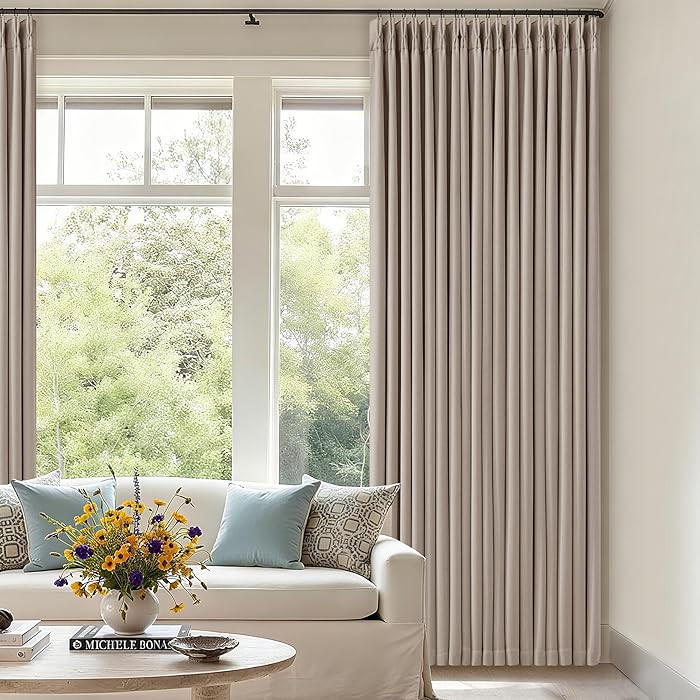 70 Inch Wide Blackout Curtains 84 Inches Long Memory Trained Pinch Pleated Room Darkening Thermal... | Amazon (US)