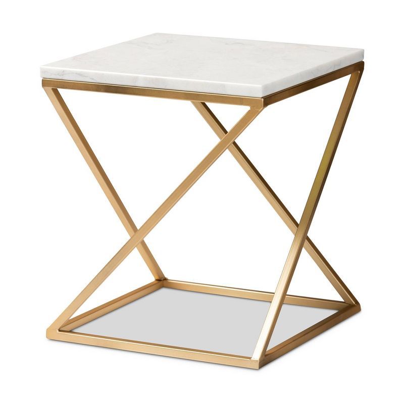 Hadley Metal End Table with Marble Tabletop Gold - Baxton Studio | Target